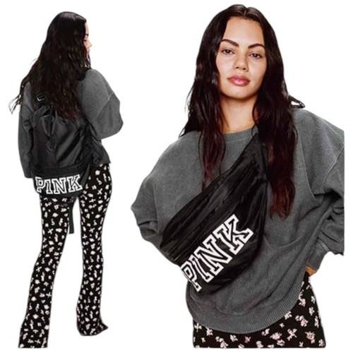 WANDLER Nuovo zaino convertibile VICTORIA’S SECRET PINK marsupio borsa nero bianco logo