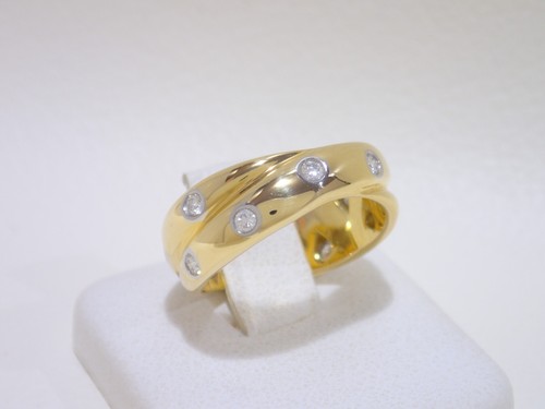 Anello TIFFANY & CO. oro giallo 18k platino Stella diamante twist fascio 6 25