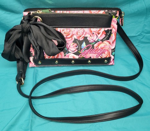 Borsa a tracolla Juicy Couture donna designer in fiore marsupio abbinato rosa nero