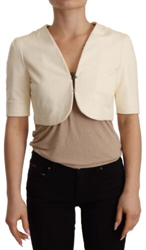OFF WHITE GIOCOSTA Giacca Off Viscosa Bianca Maniche Corta Cappotto Blazer IT38 US4 XS PREZZO PREZZO $800