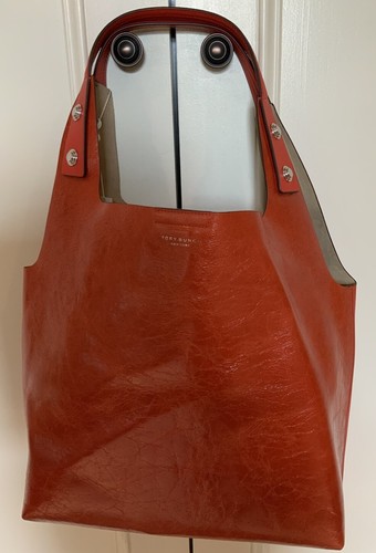 Borsa Tote Tory Burch NUOVA Borsa Poppy Arancione Pelle Rory Copripolvere Autentica