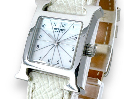 HERMÈS Batteria [N MINT Box] HERMES H Watch Mini HH1.110 Shell Quarzo Orologio Donna