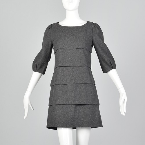 Mini abito da giorno Miu Miu Strato Lana Grigia Stratiera Minimalista Designer Casual Inverno