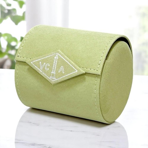 Van cleef & Arpels Watch Bracelet case Green suede Jewelry Travel box VCA #031