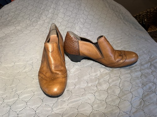 Rieker Gabby Court Heeled Women’s Shoes Size 7.5 38 EU Brown Leather Wingtip