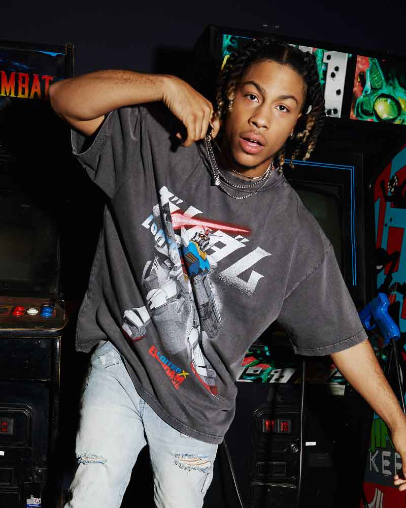 Loiter X Gundam Mecha Vintage T Shirt Charcoal