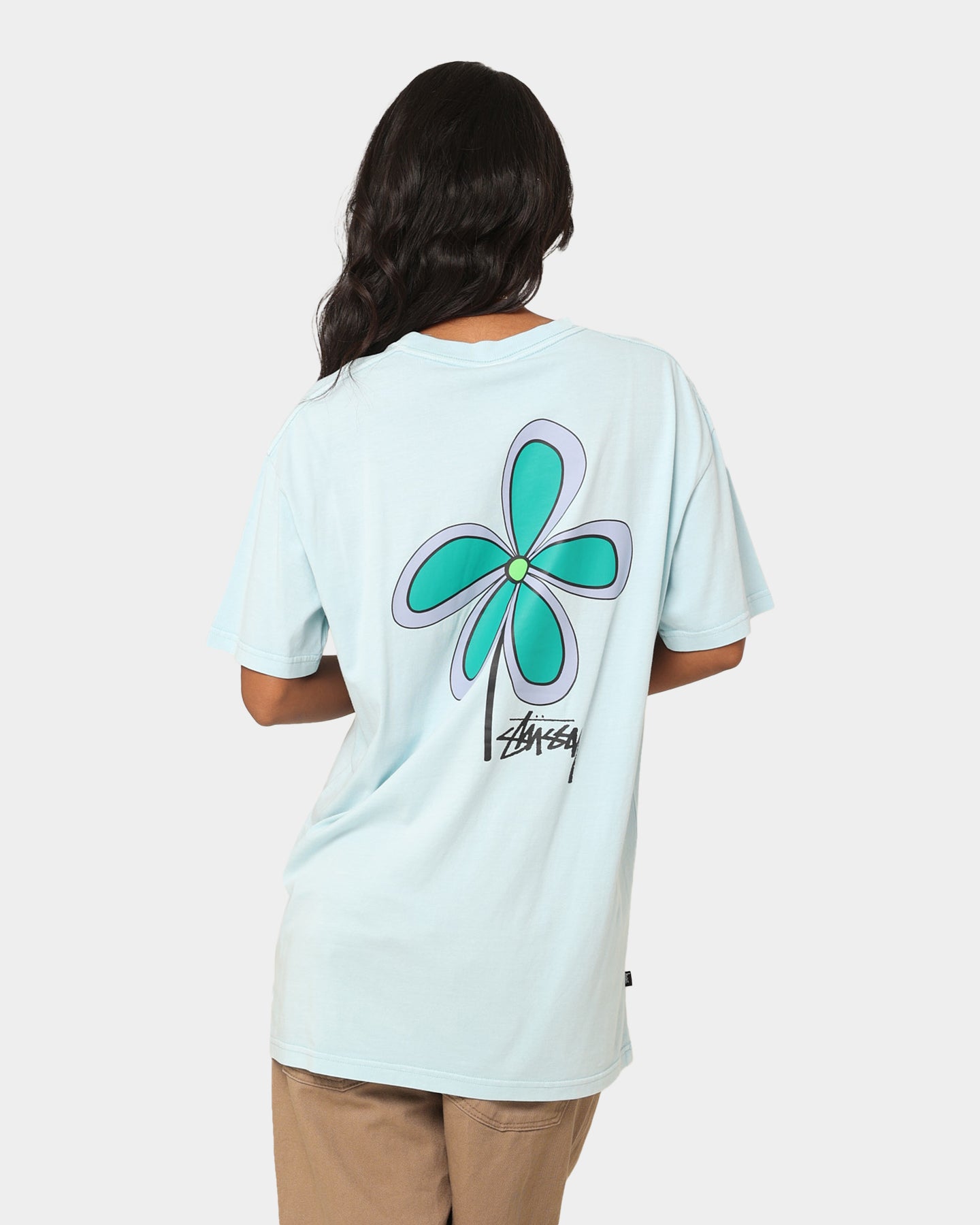 Stussy Flower 50 50 T Shirt Pigment Light Blue