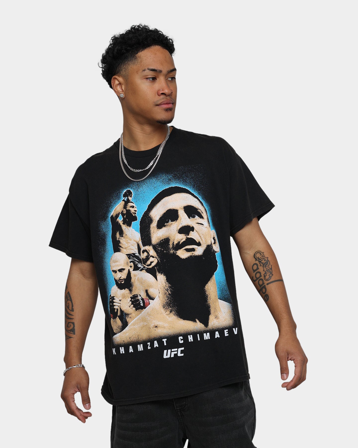 UFC By Goat Crew Khamzat Chimaev Vintage T Shirt Black Wash