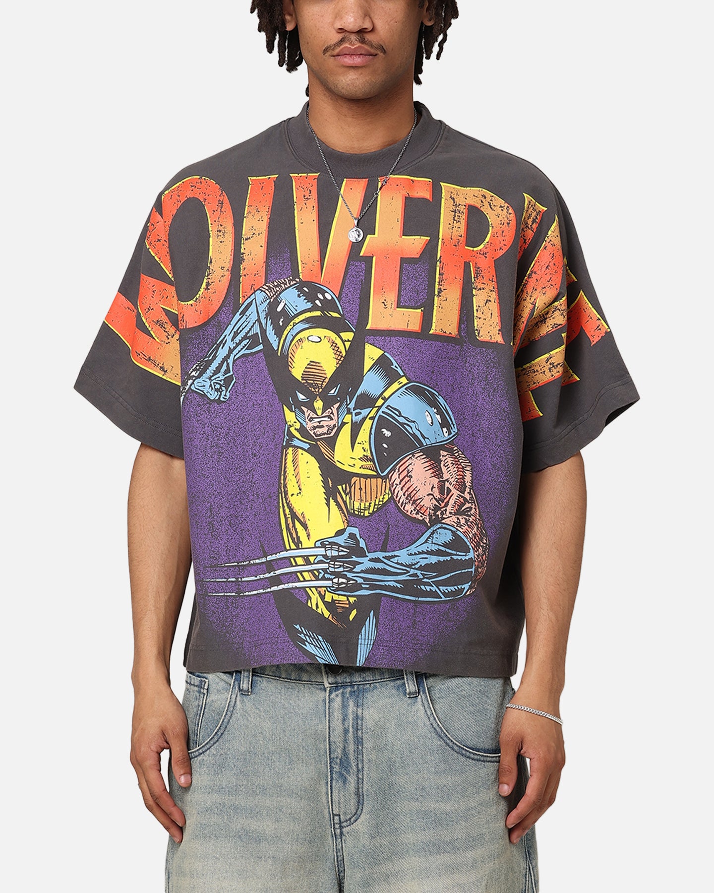 Loiter Marvel X Men Wolverine Overprint T Shirt Vintage Charcoal