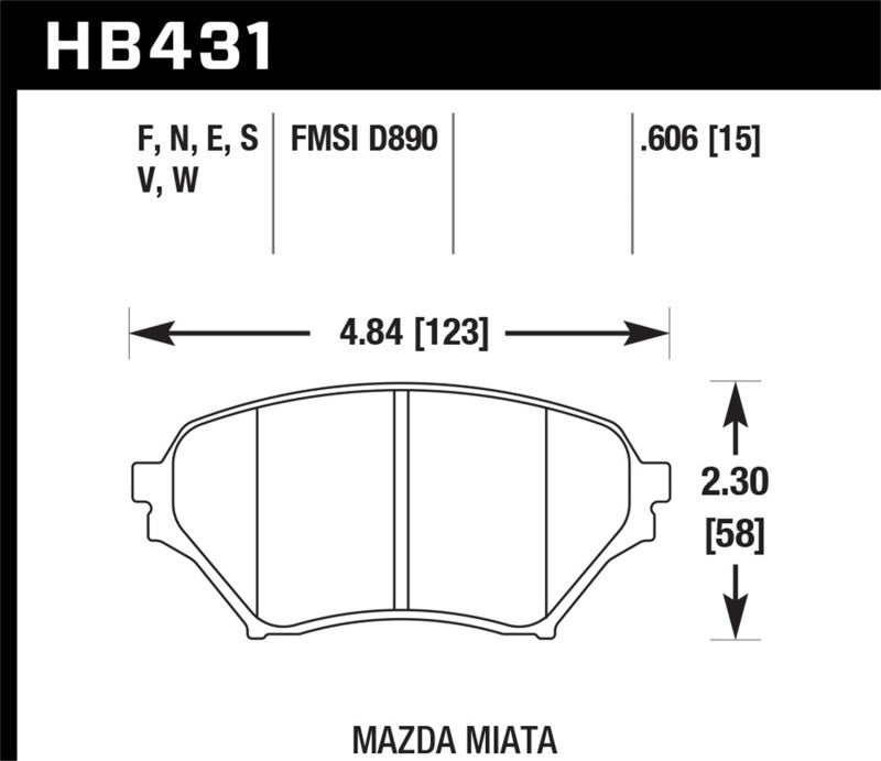 HAWK PERFORMANCE Hawk 01 05 Miata w/ Sport Suspension Blue 9012 Front Brake Pads D890