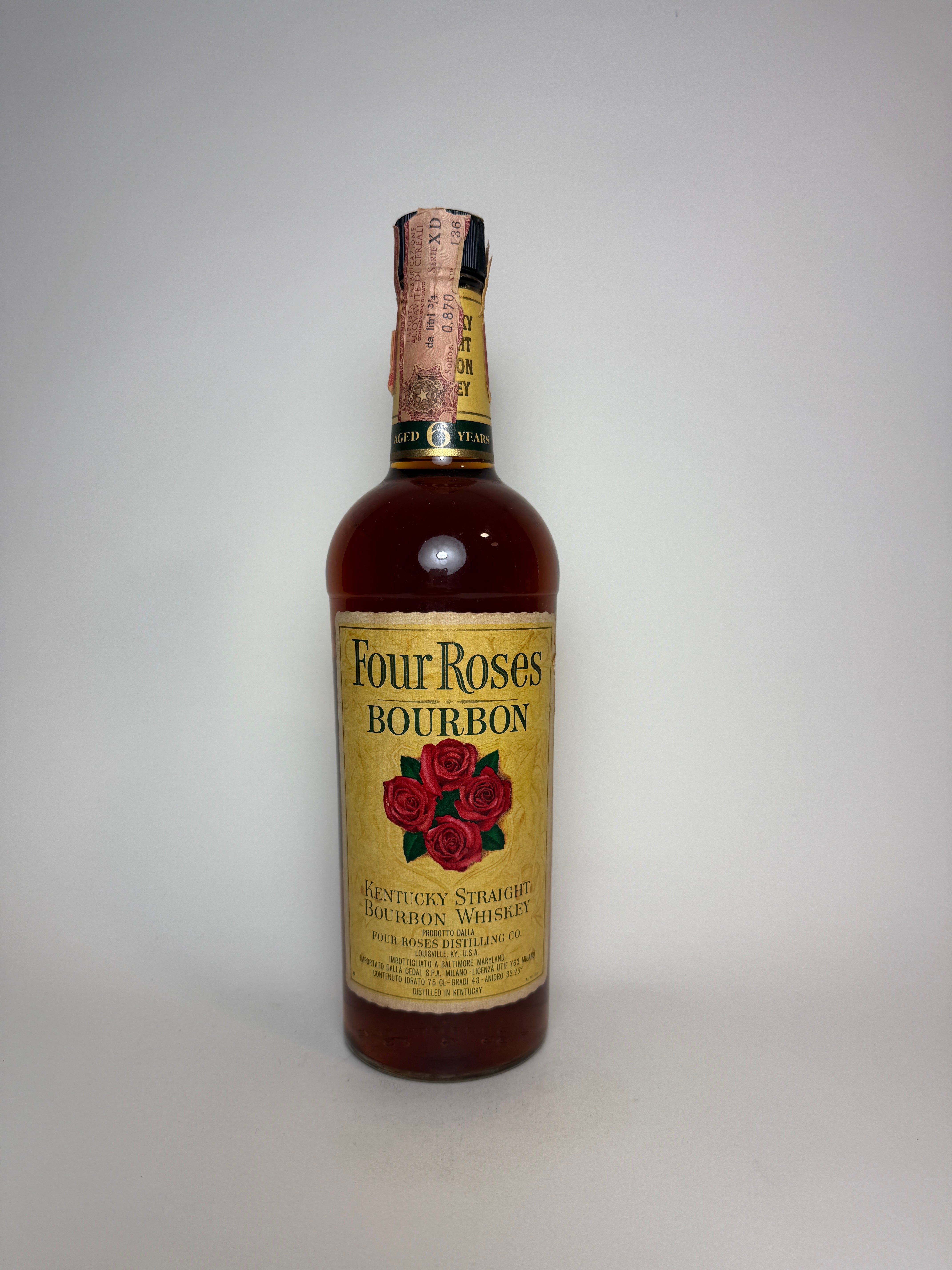 OLD SPIRITS COMPANY Four Roses 6YO Kentucky Straight Bourbon Whiskey   Distilled 1967 / Bottled 1973 (43%, 75cl)