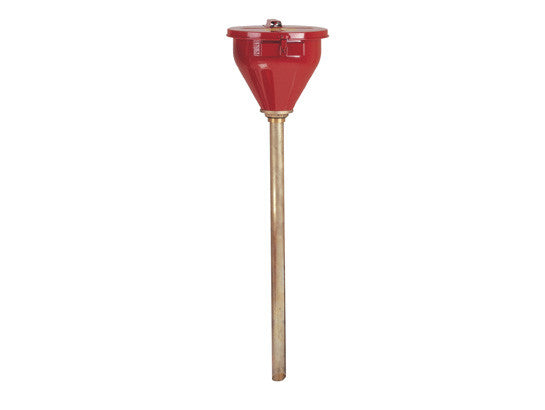 JUSTRITE Large Steel Drum Funnel for viscous liquids w/33" Brass Tube and self closing cover, 2" drum bung