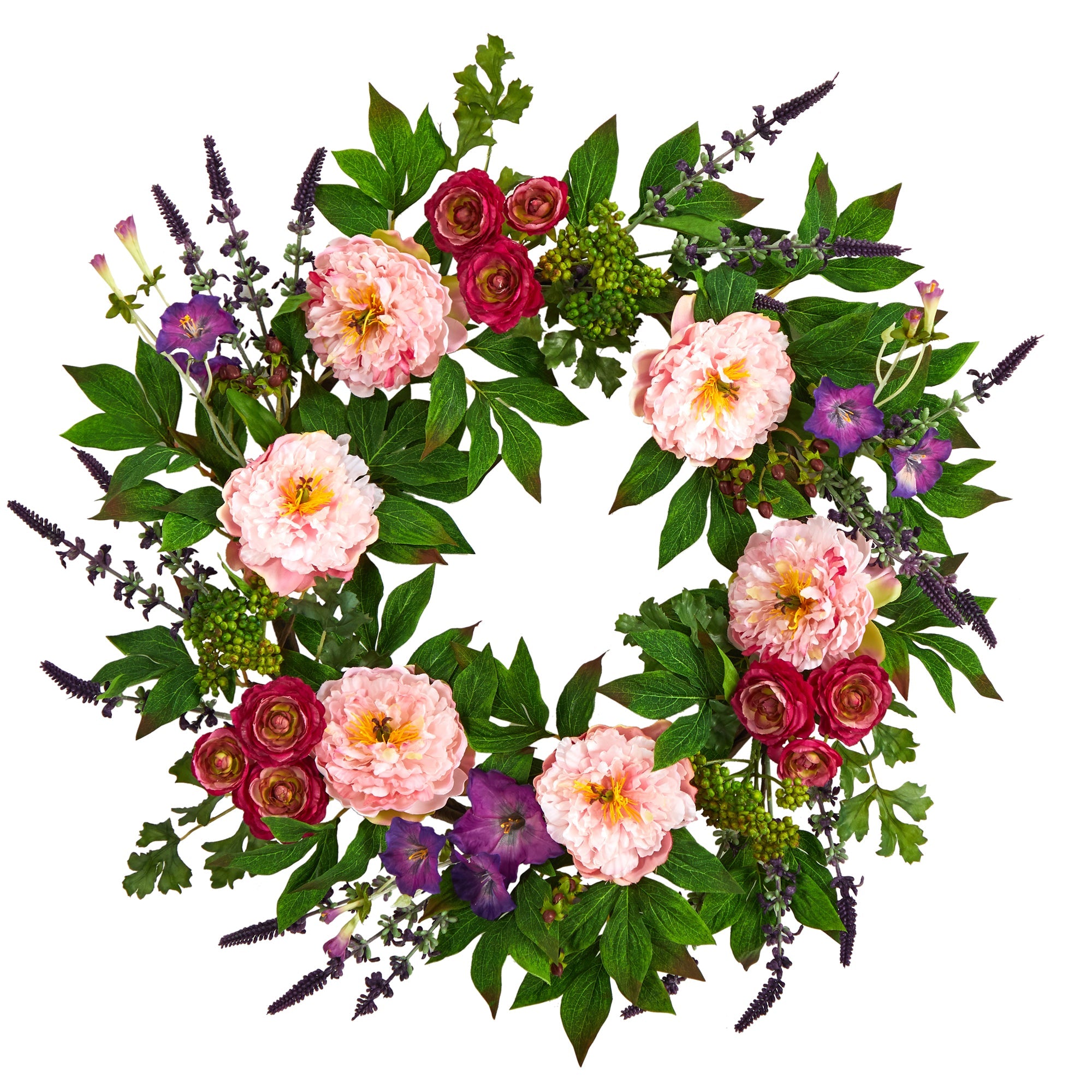 2736 22" Peony Artificial Wreath