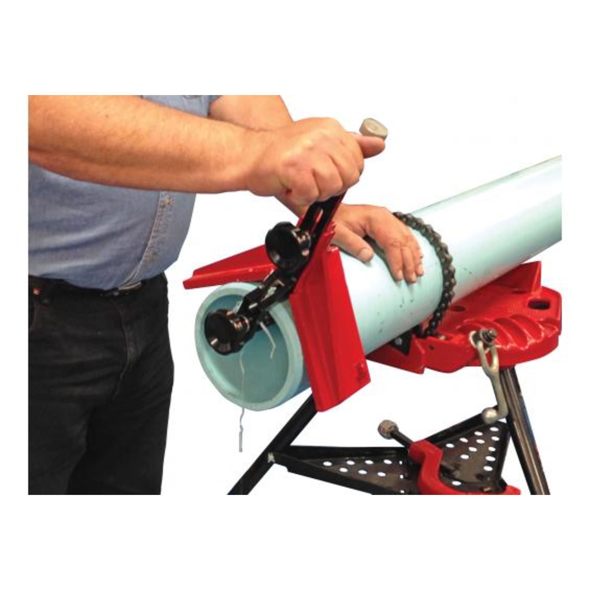 Reed BT2 Plastic Pipe Beveler   For 1 1/2" to 12" Pipes, 15° Bevel, Adjustable, Aluminum Alloy Frame, Efficient Roller Locking System, Durable Tool