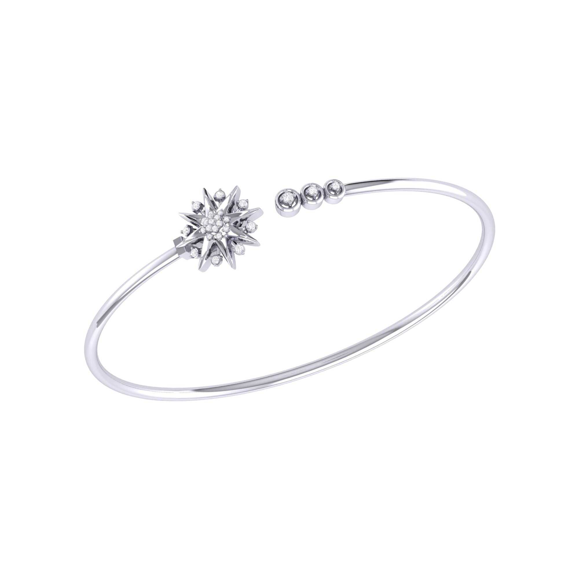 3939 Supernova Star Sterling Silver Diamond Adjustable Cuff
