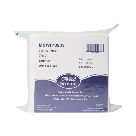 Cleanroom Wipe ISO Class 5 White Sterile Polyester / Cellulose 9 X 9 Inch Disposable   McKesson Brand Mfr# MSWIP0909