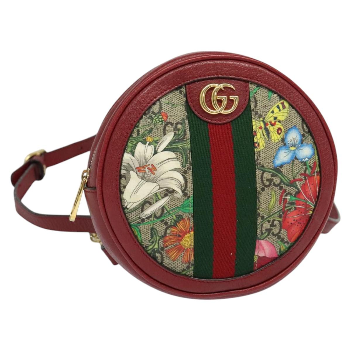 GUCCI GG Supreme Ophidia Web Sherry Line Backpack PVC Beige 598661 Auth 116635V