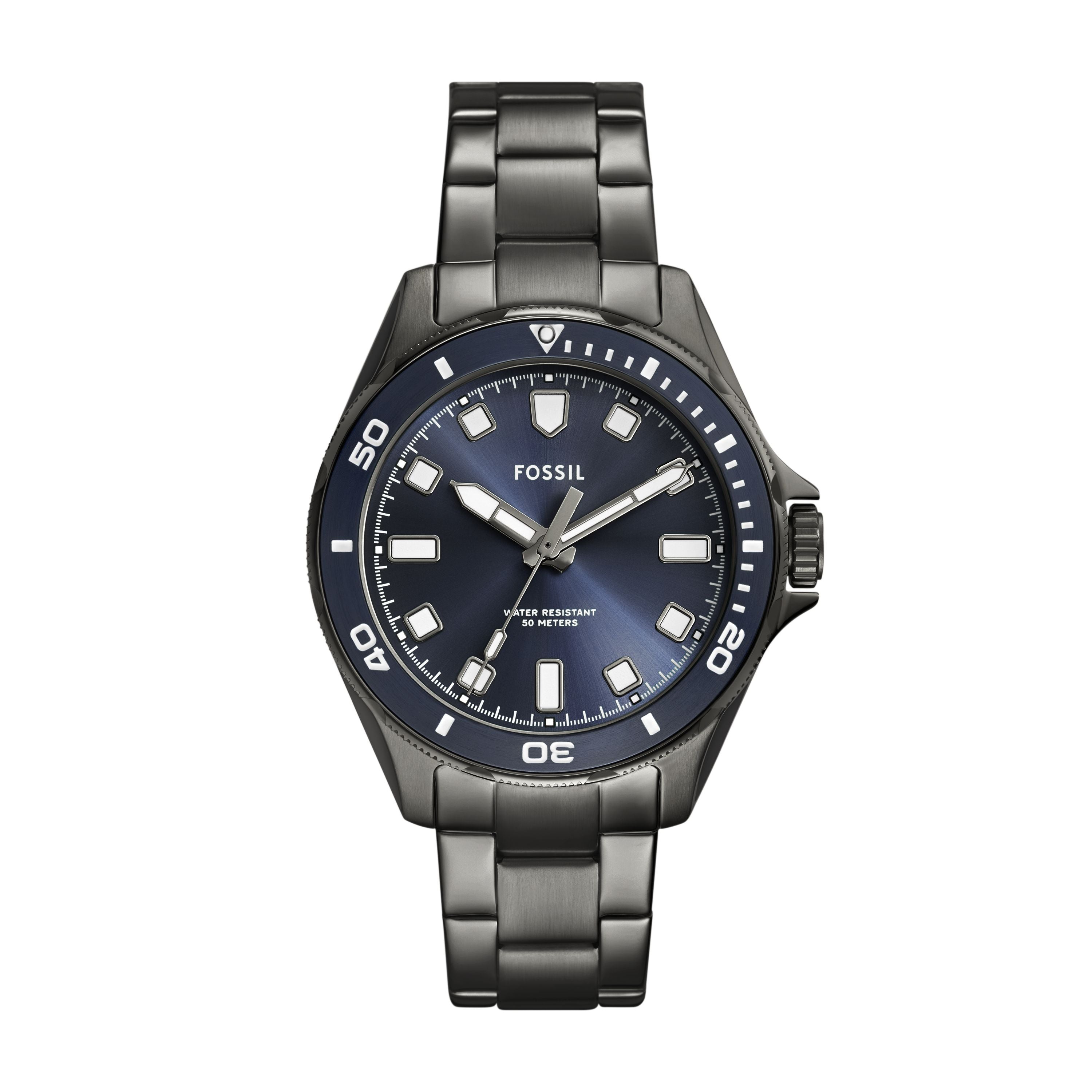 2147 Fossil Men's Dalton Three Hand Gunmetal Stainless Steel Watch