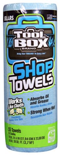 SELLARS WIPERS & SORBENTS Sellars 5440030 55 Count Roll Of Disposable Blue Shop Towels   Quantity of 6