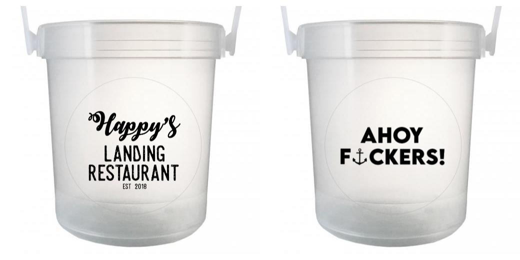 BARPRODUCTS 32 oz Plastic Rum Buckets with Custom Sticker