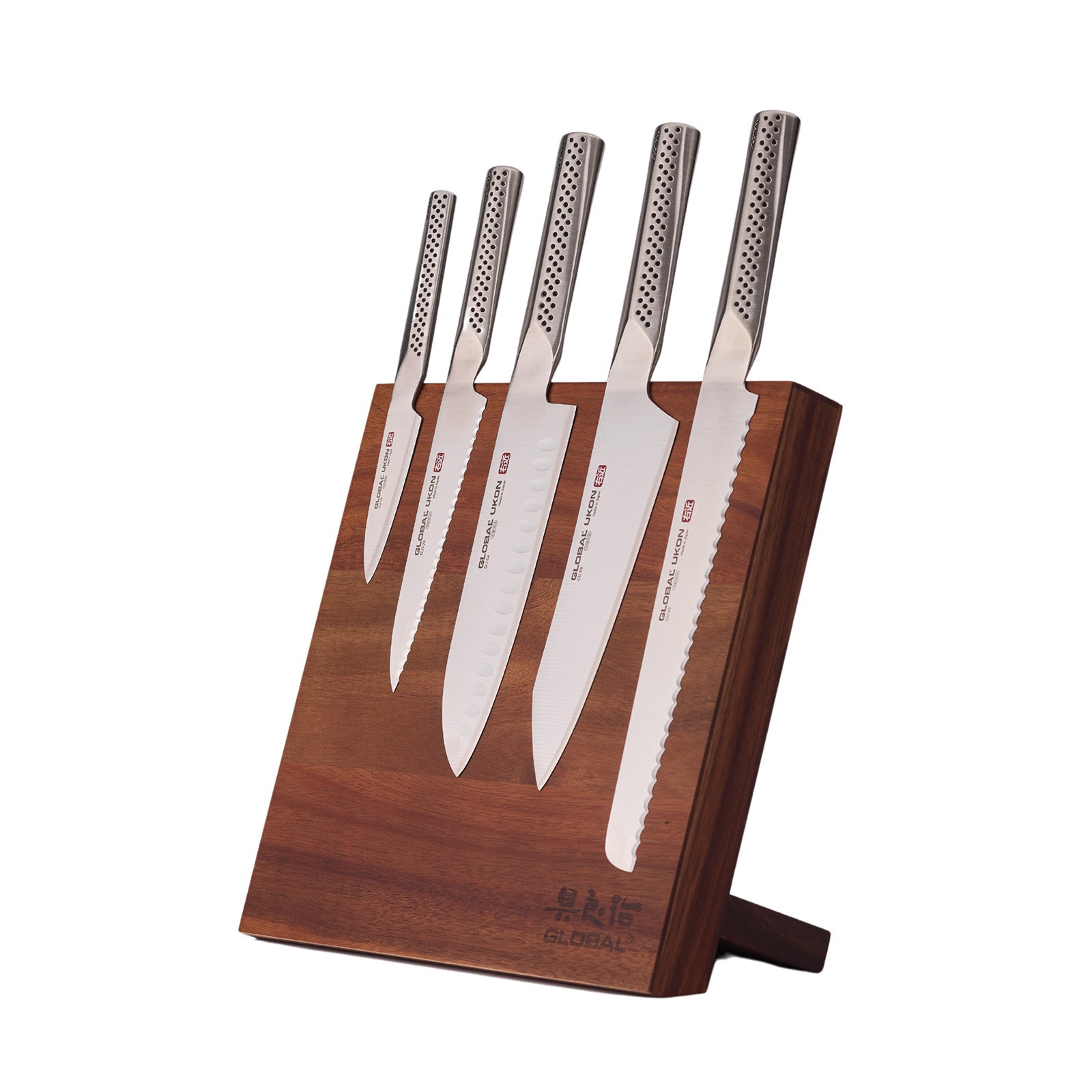 2351 Global Bitoku Ukon Essentials 5 Piece Knife Set with Magnetic Block  Acacia