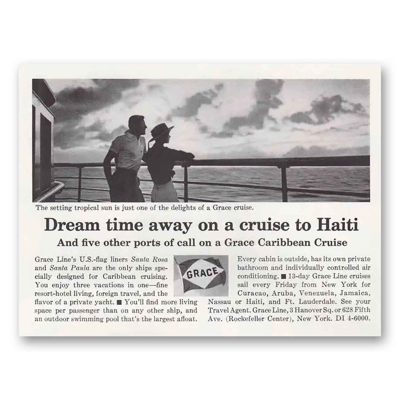 RELICPAPER 1965 Grace Line Print Ad   Haiti