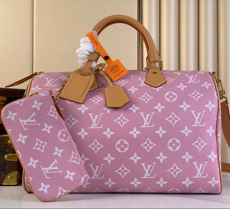 LV BAG SPEEDY P9 BANDOULIÈRE 40 IN FLAMINGO PINK MONOGRAM CALFSKIN