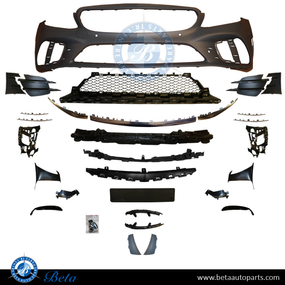 BETAAUTOPARTS Mercedes C Class W205 (2019 2021), Front Bumper AMG C43 with Park Assist (Silver), Taiwan, 2058802508