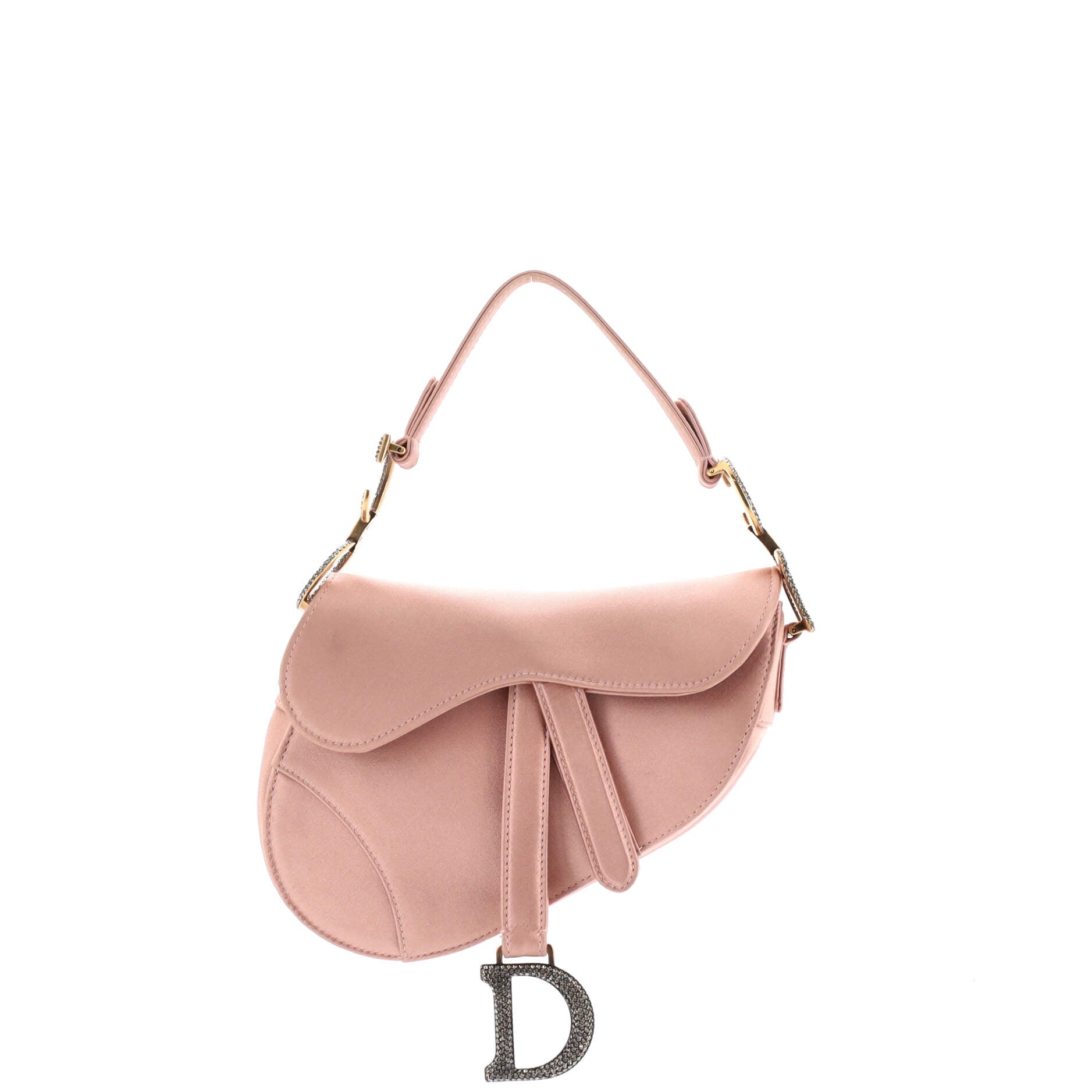 2860 Saddle Handbag Satin with Crystals Mini