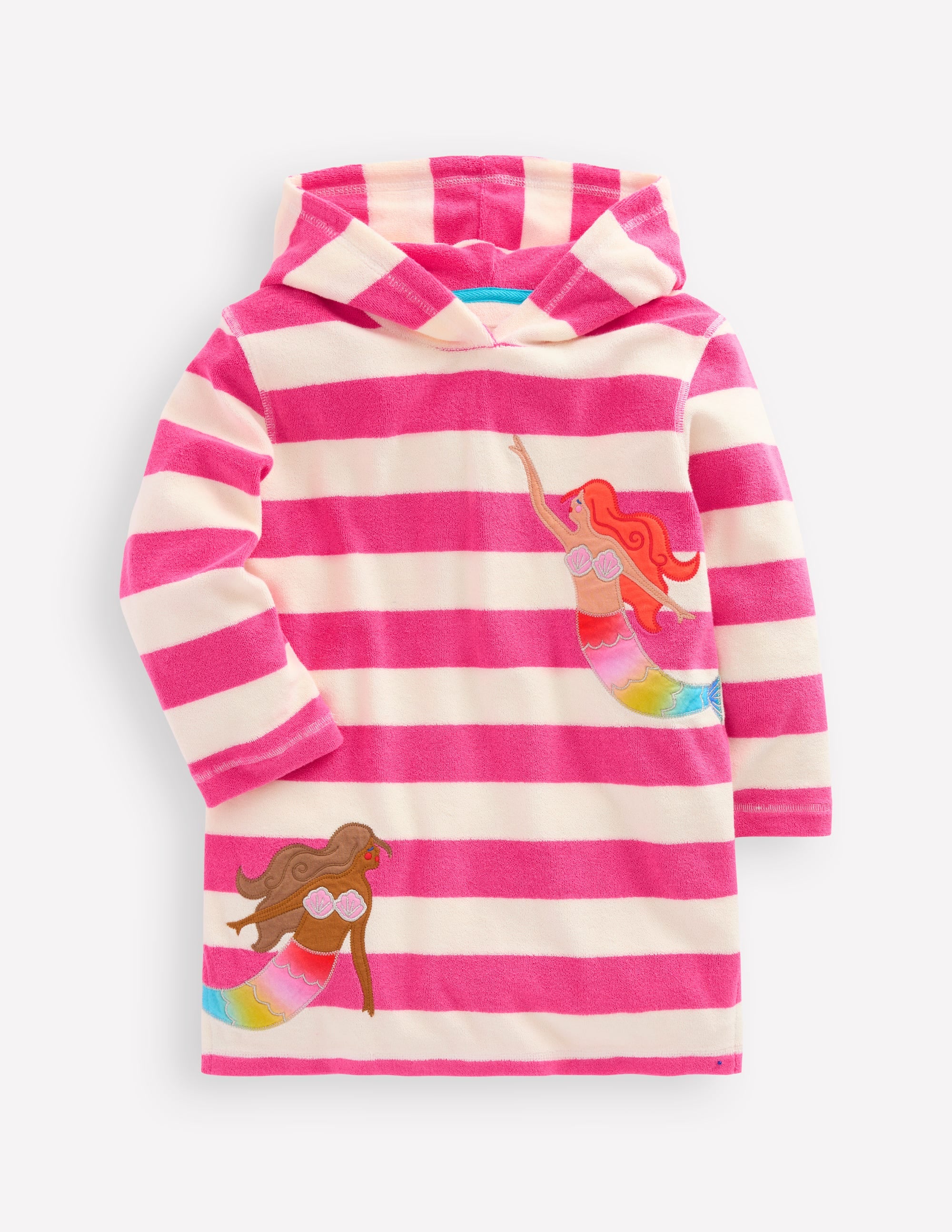 BODEN Mara Towelling Throw On Pink Mermaid Stripe