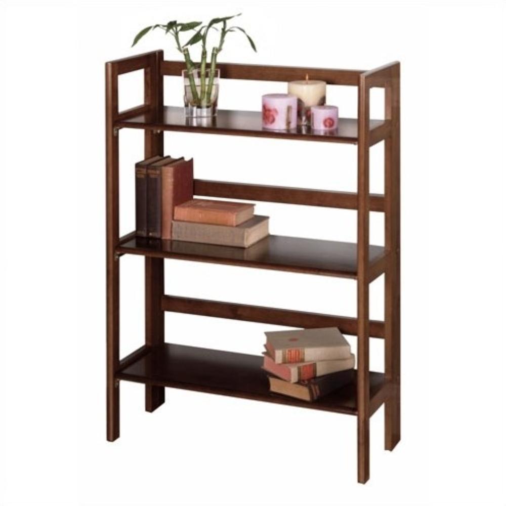 2736 3 Shelf Stackable Folding Bookcase in Distressed Walnut Finish