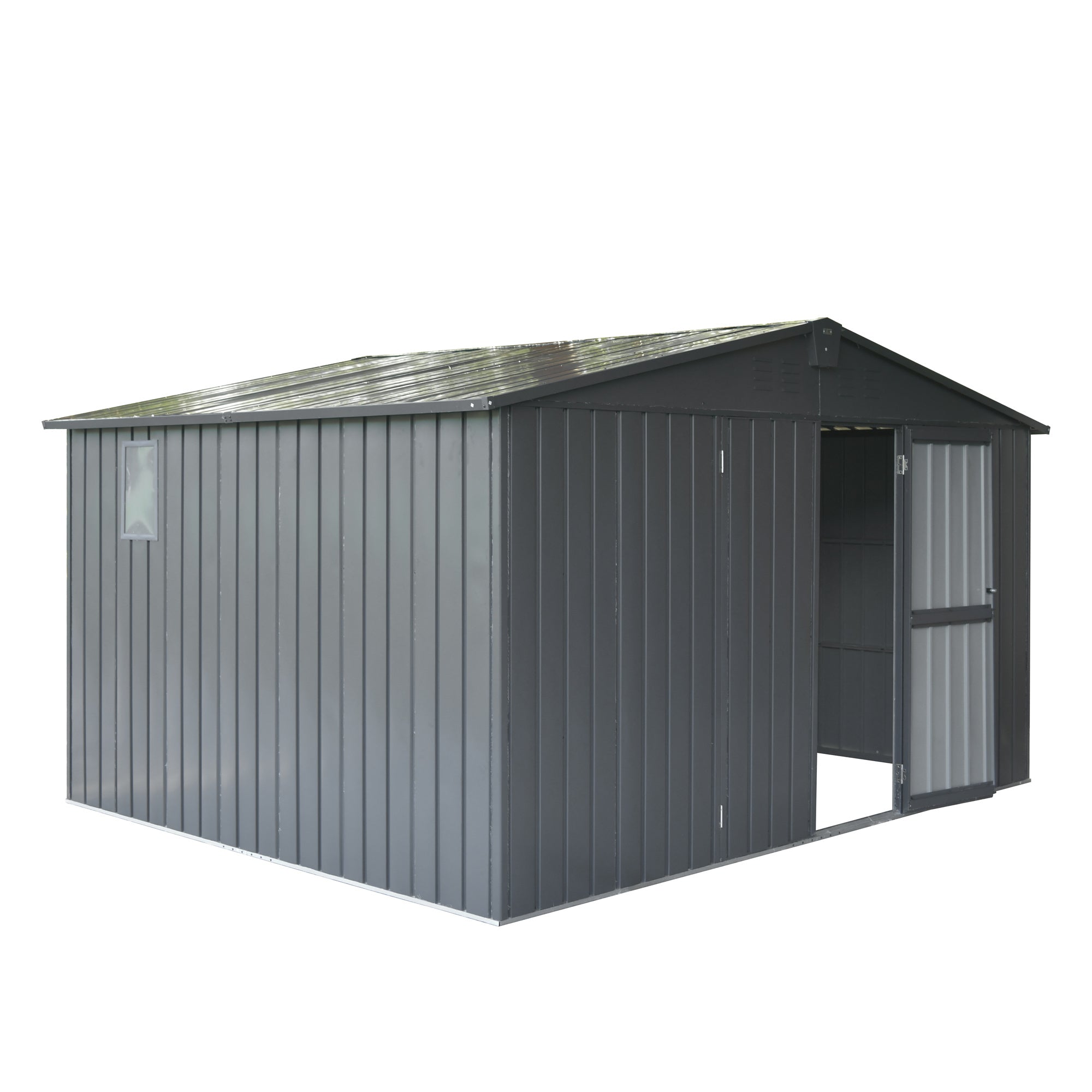2594 Streamdale Dark Gray 11'X 9' Steel Frame Shed with Windows