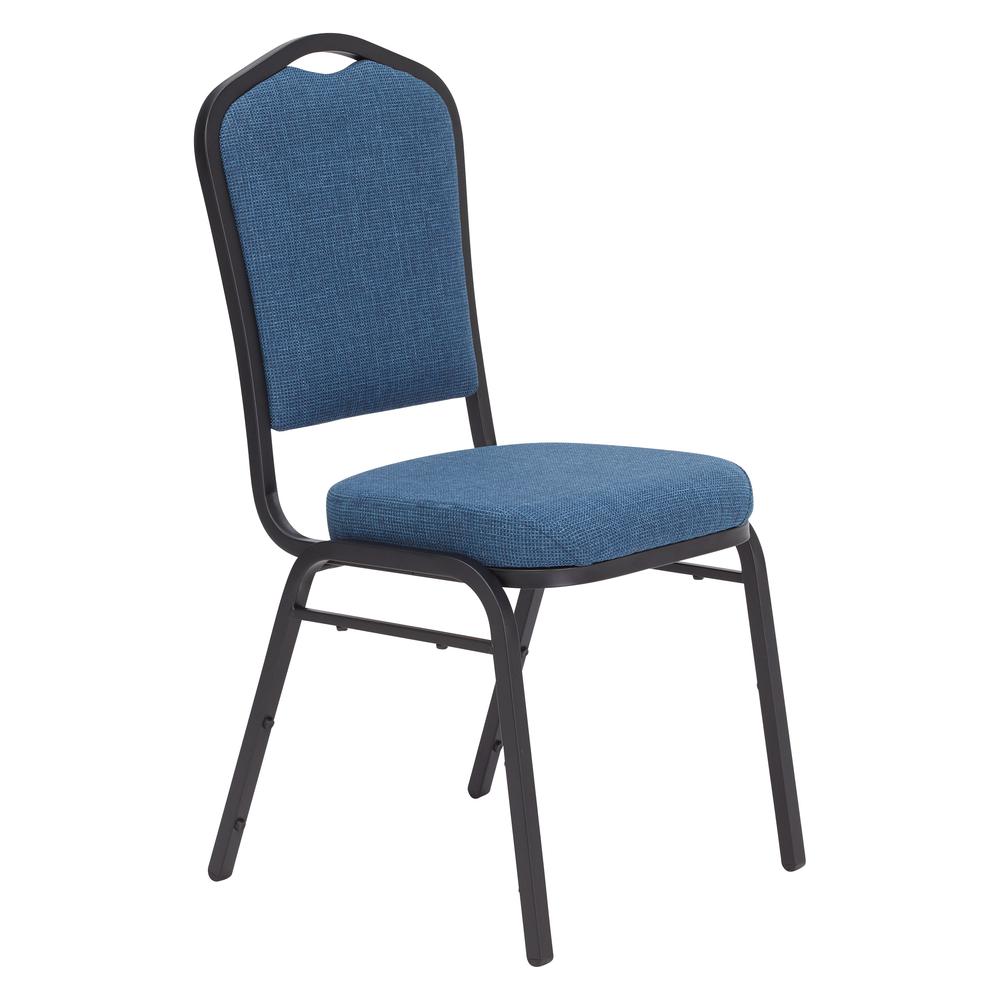2736 NPS 9300 Series Deluxe Fabric Upholstered Stack Chair  Natural Blue Seat Black Sandtex Frame