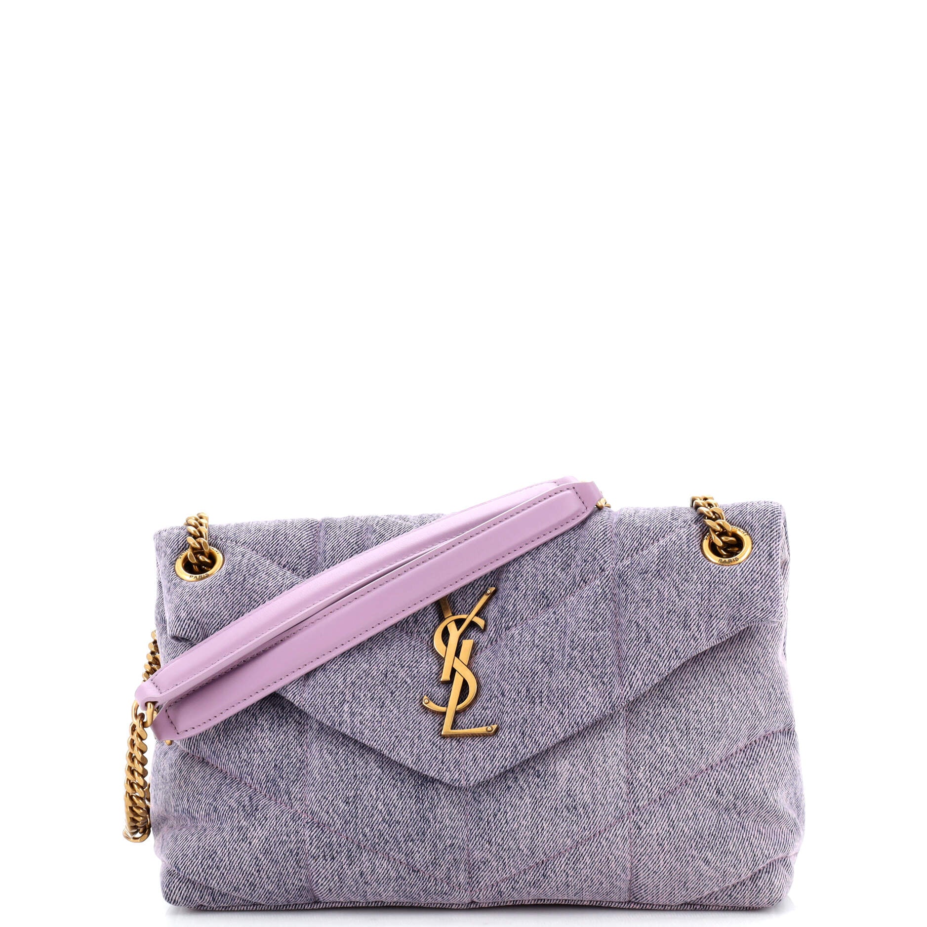 2860 Loulou Puffer Shoulder Bag Quilted Vintage Denim Small