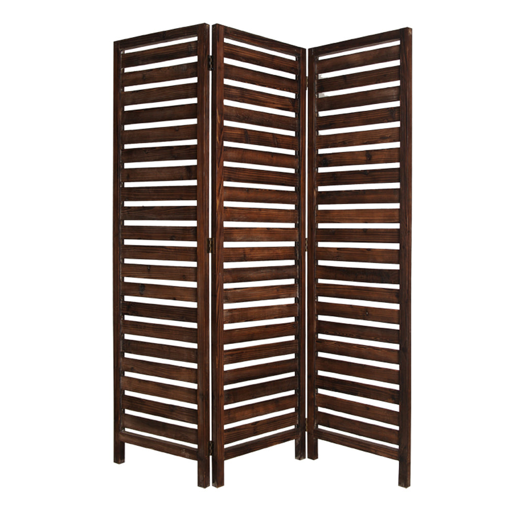 2736 63" X 72" Brown 3 Panel Solid Wood Fortress  Screen