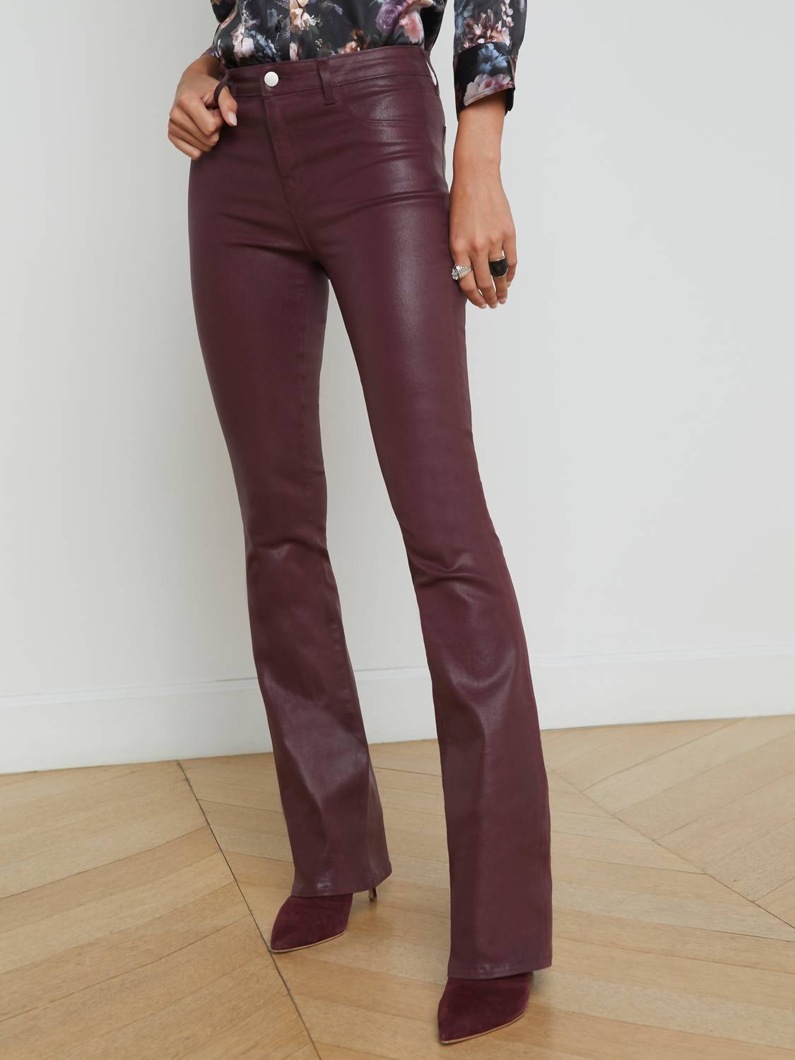 2244 Selma Coated Bootcut Jeans In Dark Wine Coated