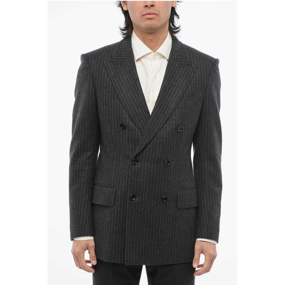 2275 Tom Ford Pinstripped Wool Double  Breasted Blazer with Peak Men's Lapel