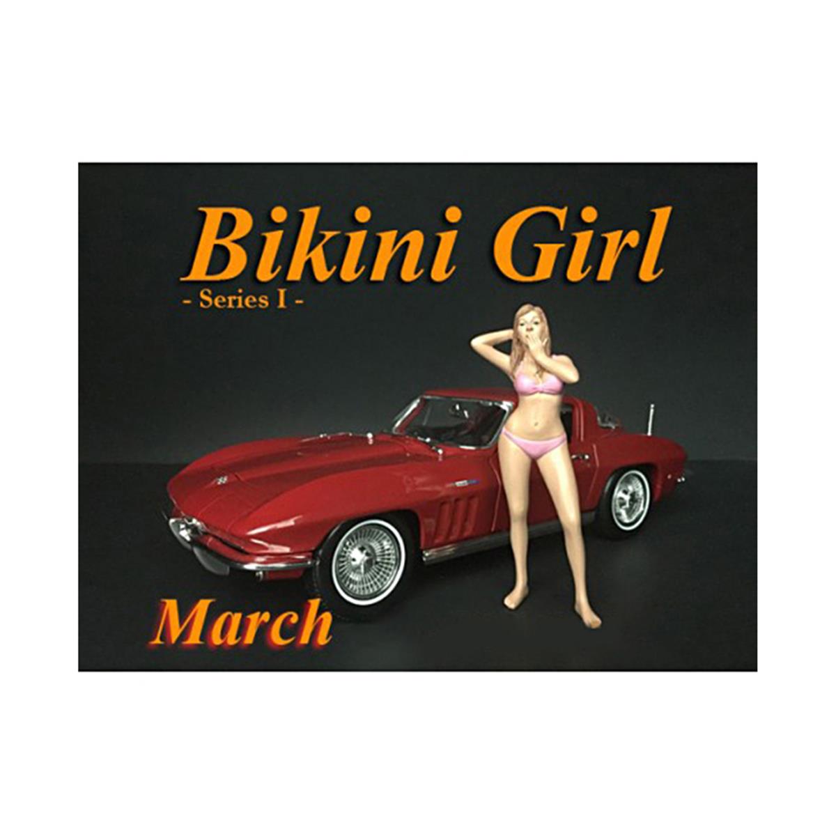 2297 American Diorama  March Bikini Calendar Girl Figure for 1 isto 24 Diecast Model Car