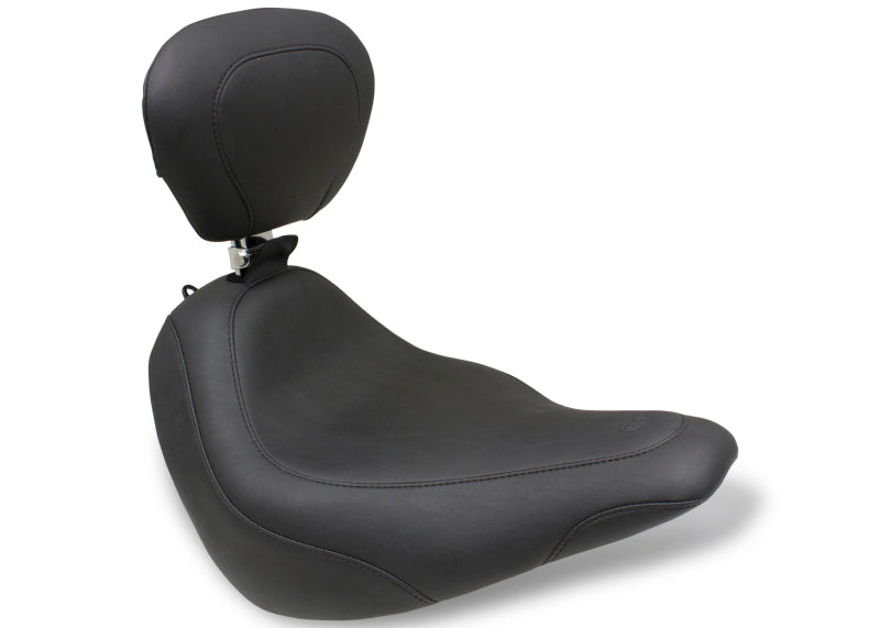 3df20391920433f1ef408817e19b1cda MUSTANG MOTORCYCLE Mustang 18 21 Harley Softail Slim Wide Tripper Solo Seat w/Driver Backrest   Black