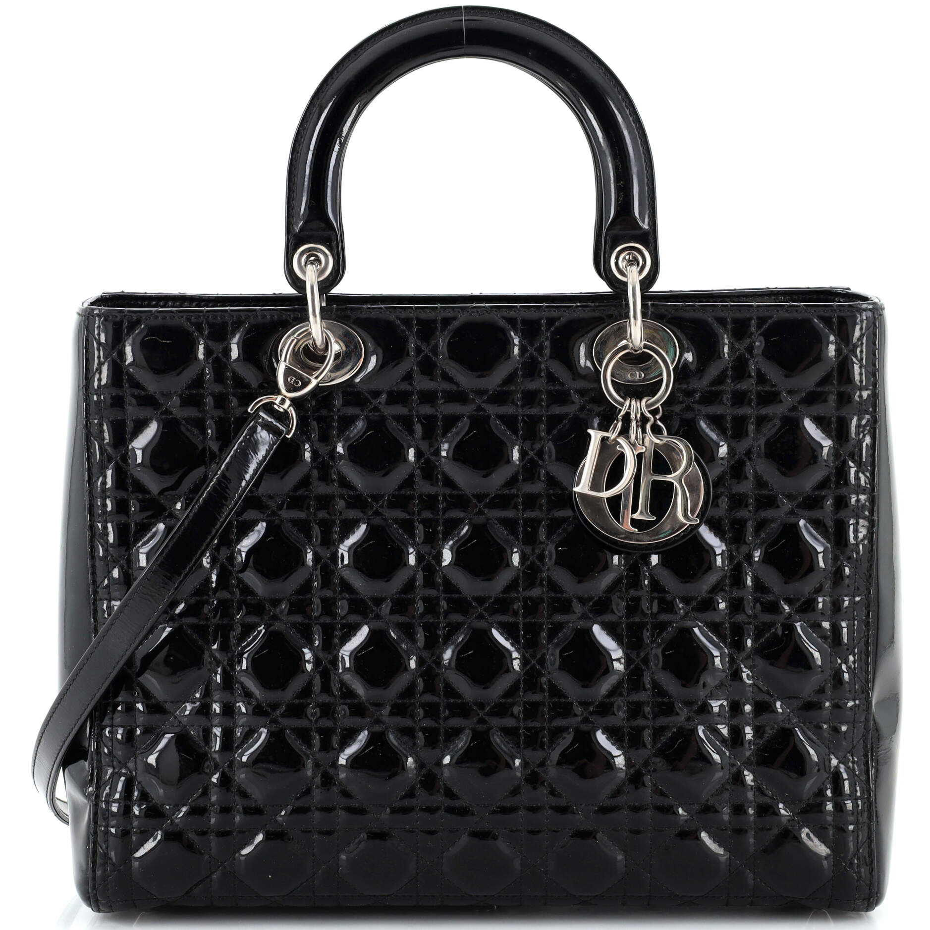 2860 Vintage Lady Dior Bag Cannage Quilt Patent Large