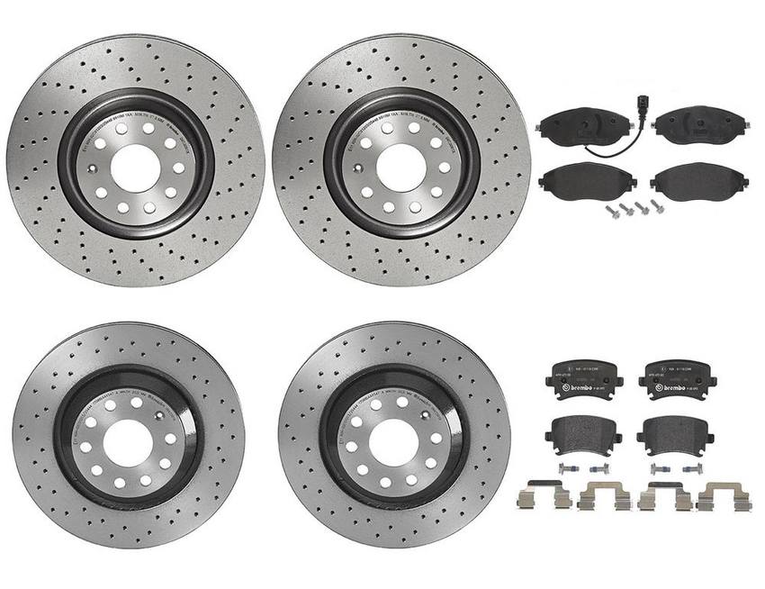 VW Brakes Kit – Pads & Rotors Front and Rear (340mm/310mm) (Low Met) JZW698451M – Brembo 4189359KIT