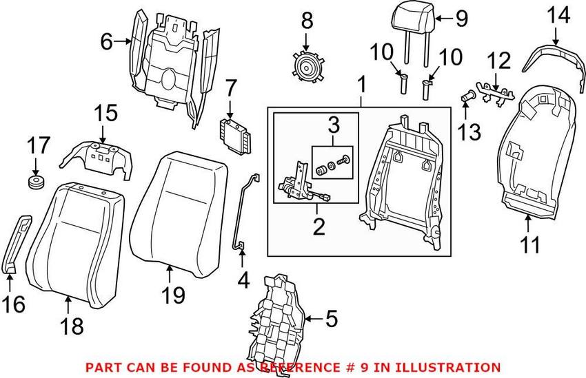 Genuine VW/Audi Headrest – Front