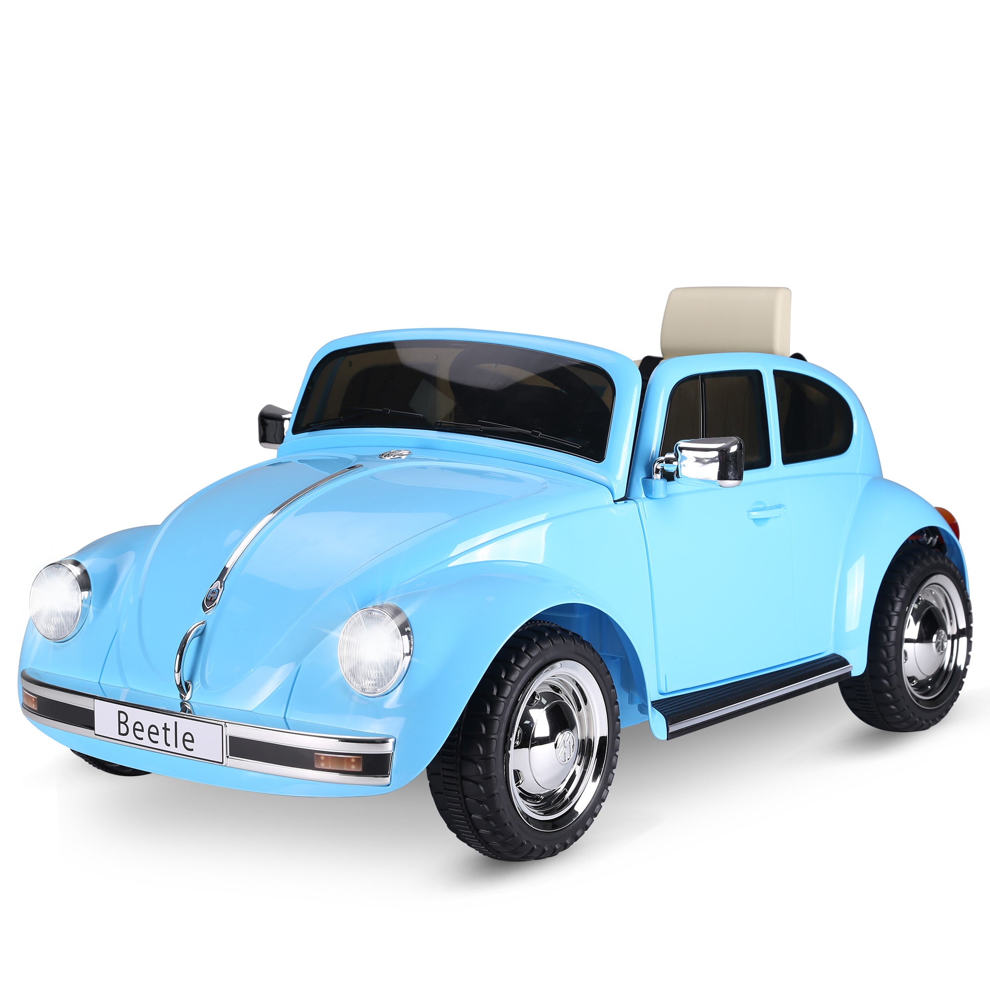 2594 Streamdale Licensed Volkswagen Beetle Electric Kids Ride On Car 6V Battery Powered Toy with Remote Control Music Horn Lights MP3 for 3 6 Years Old Blue