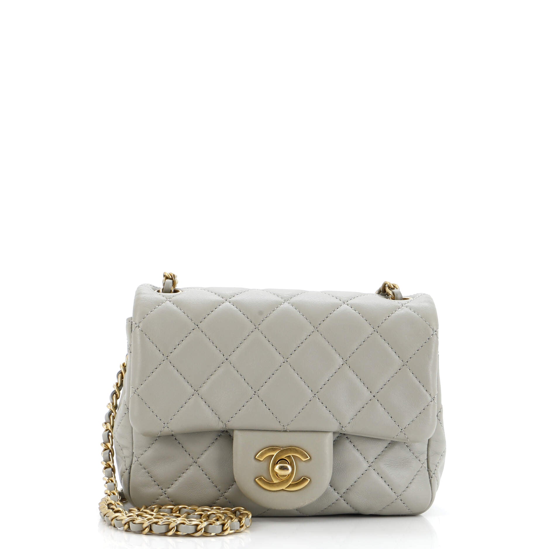 2860 Pearl Crush Square Flap Bag Quilted Lambskin Mini