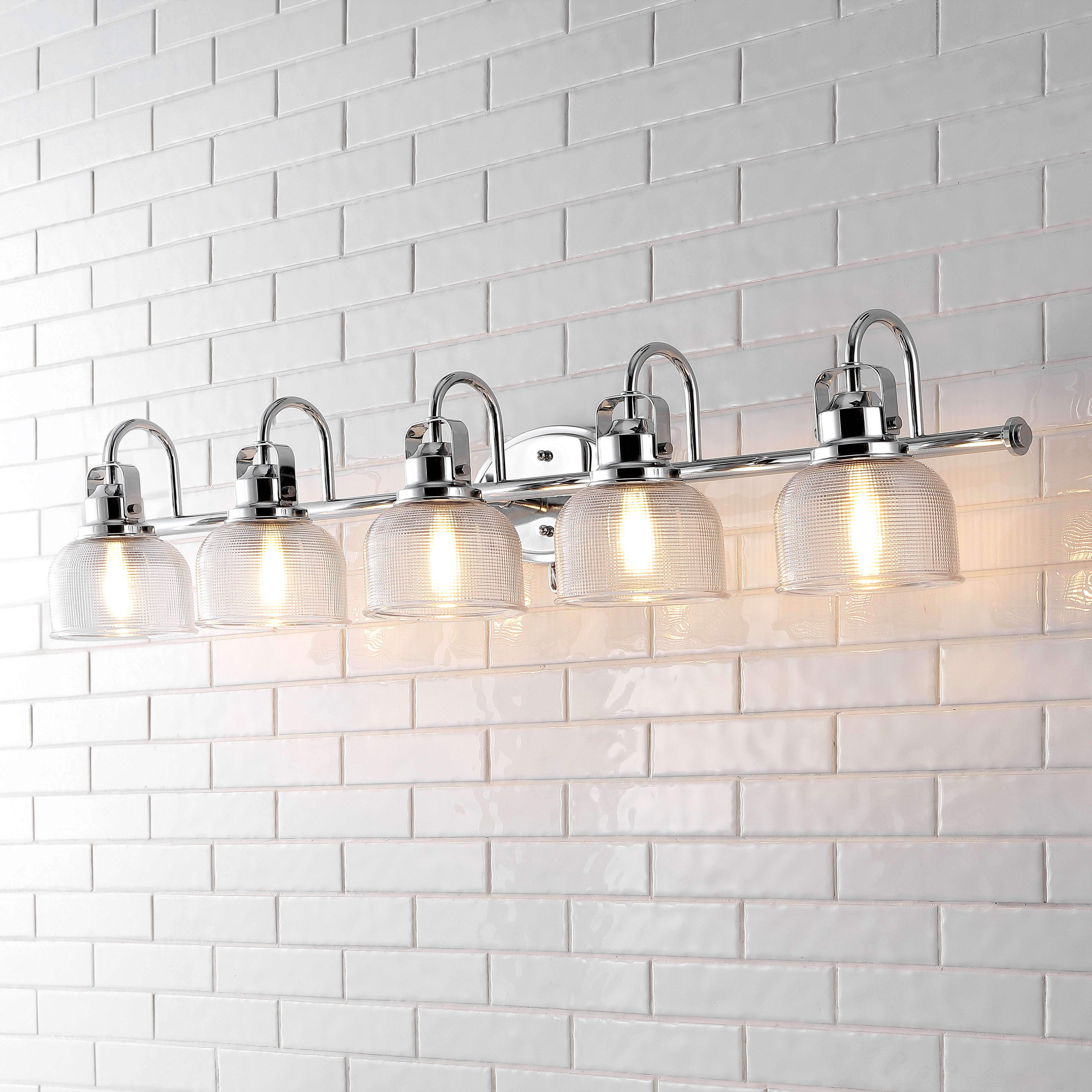 2252 Virginia 42.75" 5 Light Metal Glass LED Vanity Light Chrome