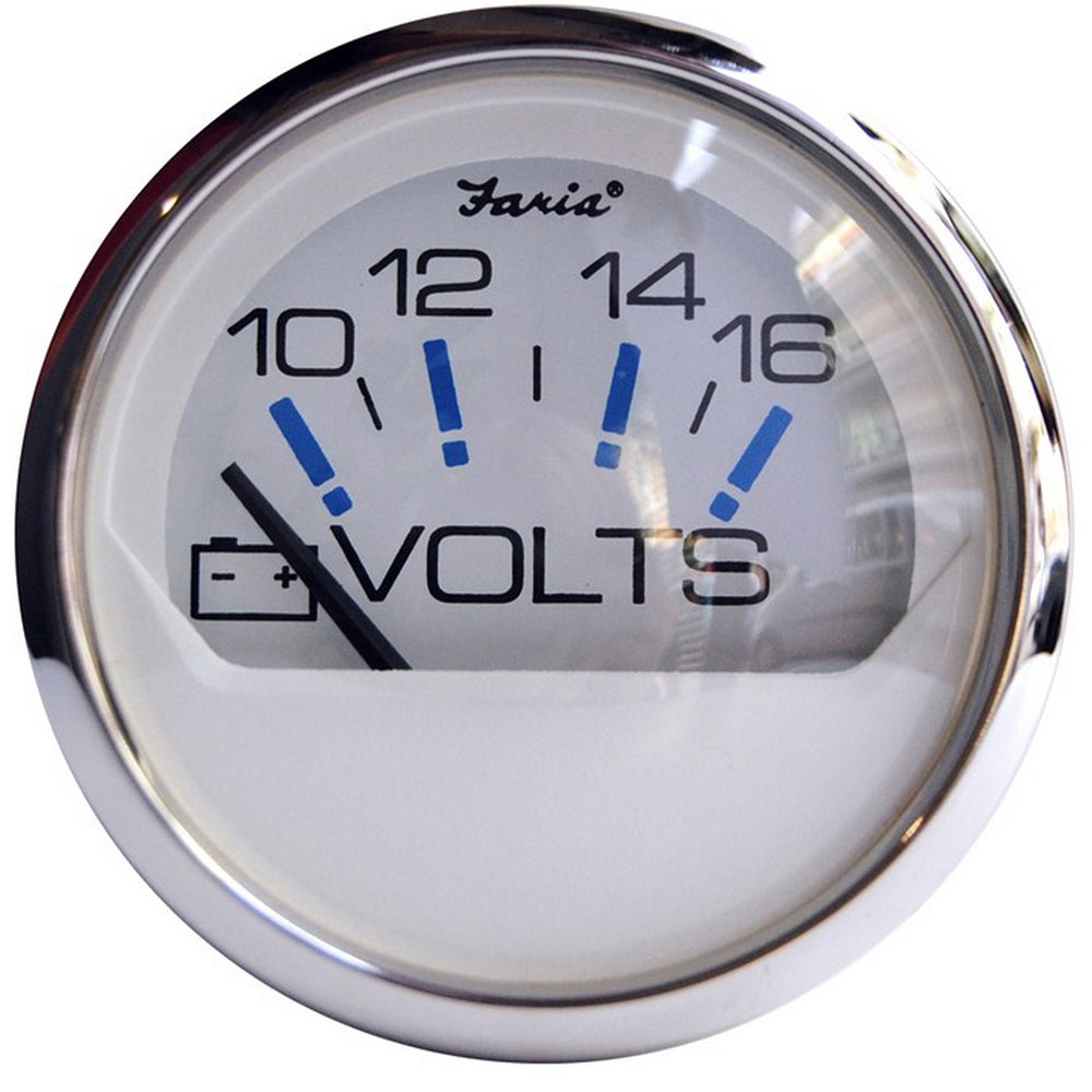 FARIA BEEDE INSTRUMENTS Faria Chesapeake White SS 2" Voltmeter (10 16 VDC) [13805]