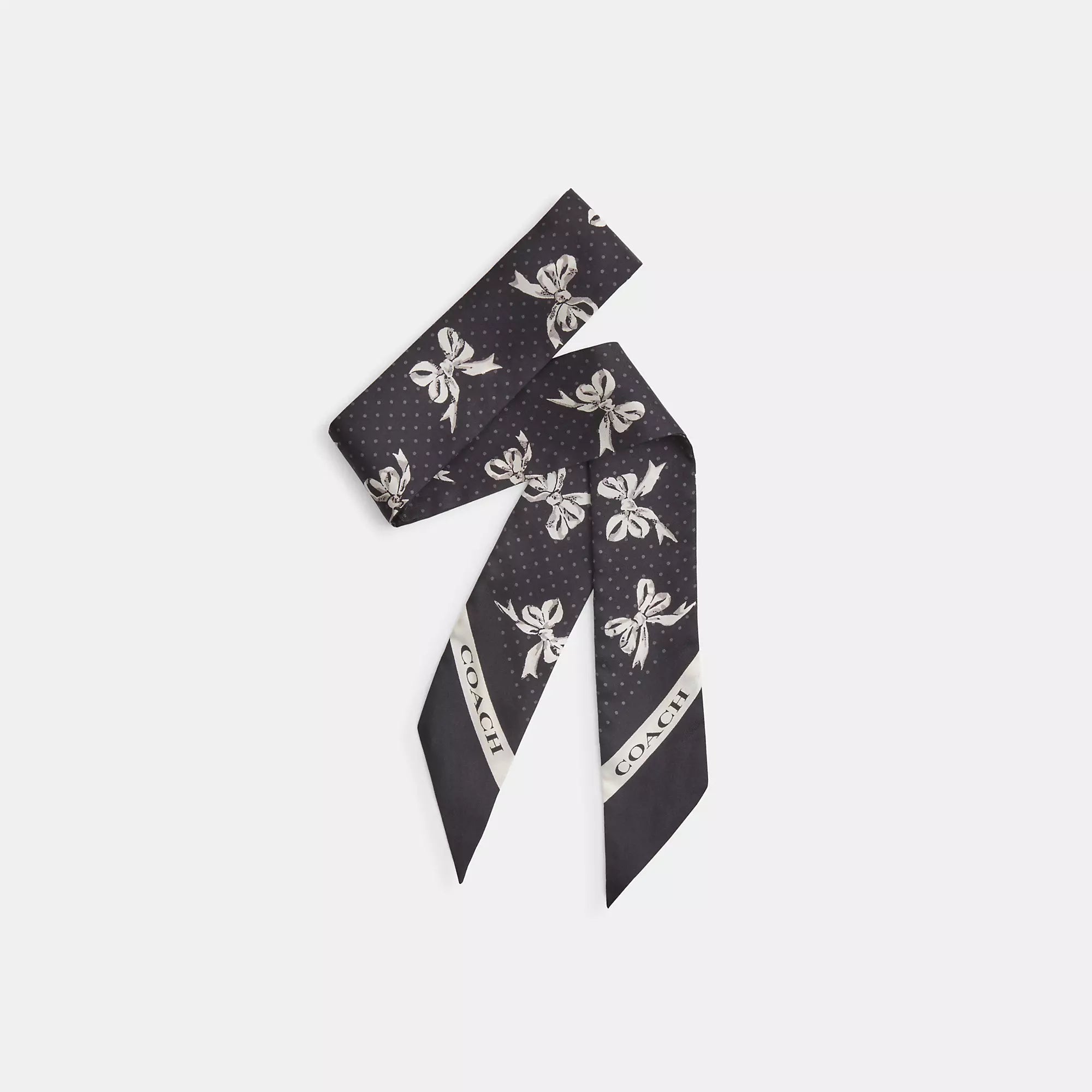 2037 Coach Outlet Petite Bow Print Silk Skinny Scarf
