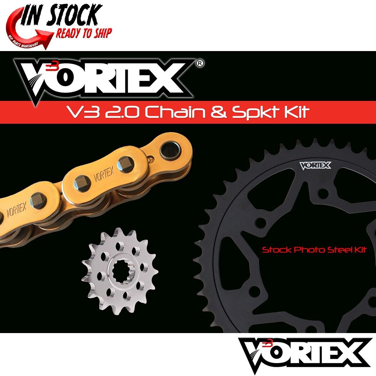 OCP PARTS WAREHOUSE Yamaha FZ09 15 17 Vortex 525 Chain and Sprocket Kit 16 45 Tooth CKG6453