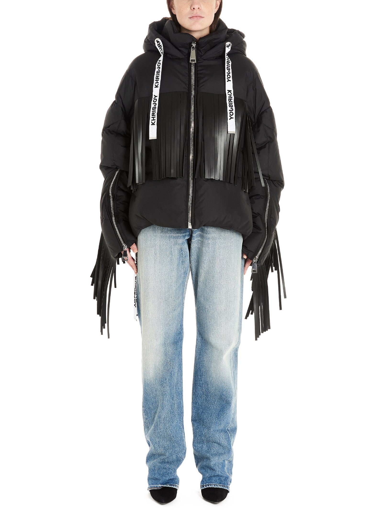 KHRISJOY Fringes Down Jacket Down Jacket  Parka  Casual Jackets Black