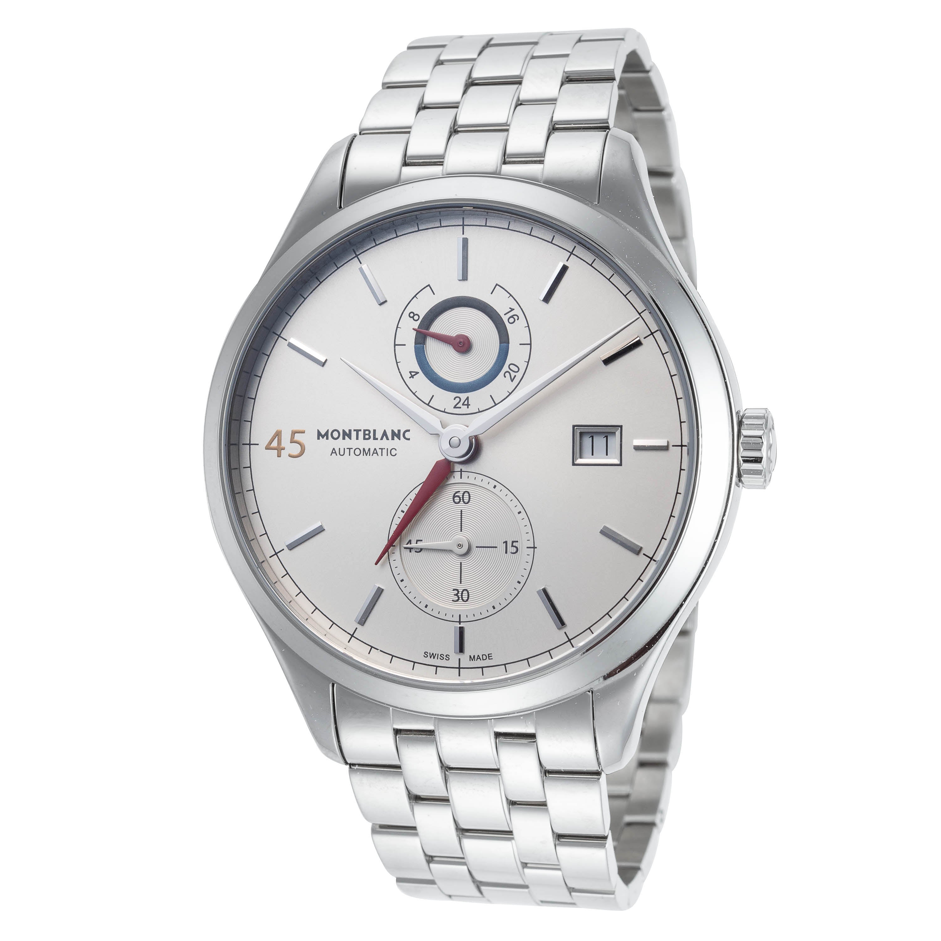 2401 Montblanc Men's Heritage GMT 41mm Stainless Steel Automatic Watch MB114173